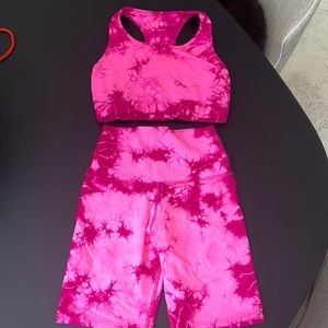 pink tie dye workout set